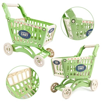 deAO Kids Shopping Cart Trolley with 65 Food Items for Toddlers