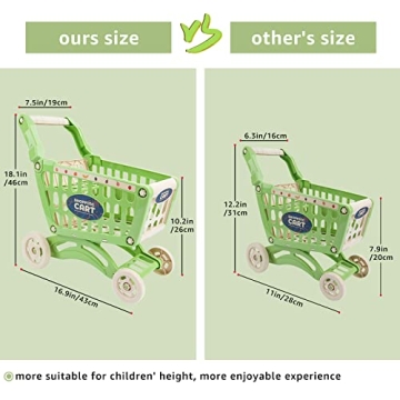 deAO Kids Shopping Cart Trolley with 65 Food Items for Toddlers