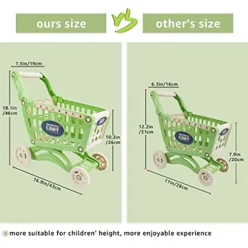 deAO Kids Shopping Cart Trolley with 65 Food Items for Toddlers