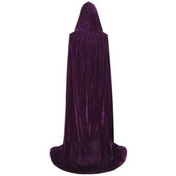 BIGXIAN Long Hooded Cloak Velvet Cape Witch Costume for Halloween