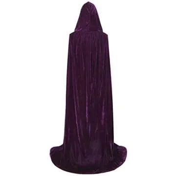 BIGXIAN Long Hooded Cloak Velvet Cape Witch Costume for Halloween