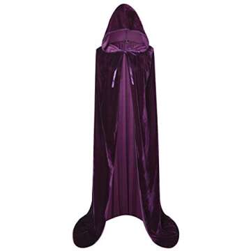 BIGXIAN Long Velvet Hooded Cloak for Halloween Costumes