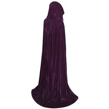 BIGXIAN Long Velvet Hooded Cloak for Halloween Costumes