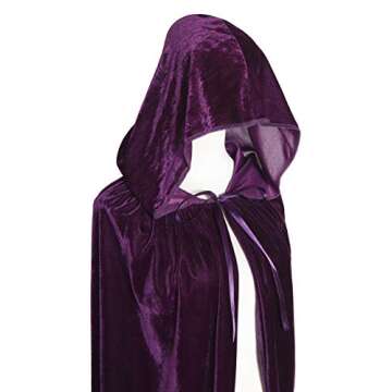 BIGXIAN Long Velvet Hooded Cloak for Halloween Costumes