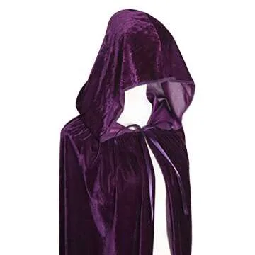 BIGXIAN Long Velvet Hooded Cloak for Halloween Costumes