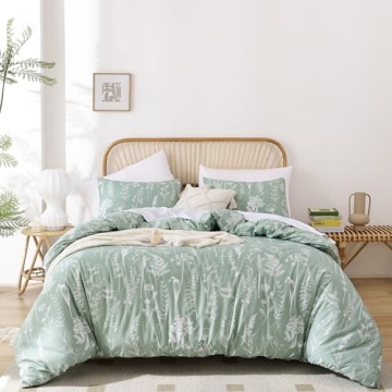 Janzaa Floral Duvet Cover Set in Sage Green Comfort