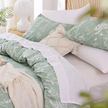 Janzaa Floral Duvet Cover Set in Sage Green Comfort