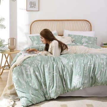 Janzaa Floral Duvet Cover Set in Sage Green Comfort