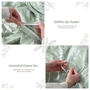 Janzaa Floral Duvet Cover Set in Sage Green Comfort
