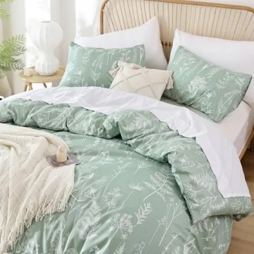 Janzaa Floral Duvet Cover Set in Sage Green Comfort