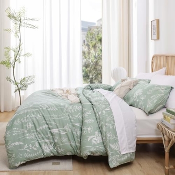 Janzaa Floral Duvet Cover Set in Sage Green Comfort