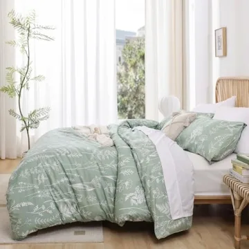 Janzaa Floral Duvet Cover Set in Sage Green Comfort
