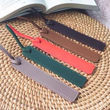 6PCs Bookmark, Leather Bookmarks with Leather Rope, Page Markers Reading Gifts for Women, Readers, Book Mark for Book Lovers by HNQCPCVU