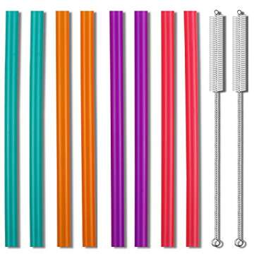 Extra Wide 0.51 inches Reusable Hard Smoothie Straws, Great for Bubble Tea, Boba Tea Milkshakes,10.2...