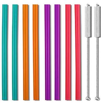 Extra Wide 0.51 inches Reusable Hard Smoothie Straws, Great for Bubble Tea, Boba Tea Milkshakes,10.2...