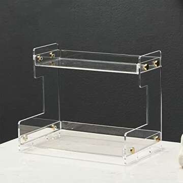 NEWRAIN Bathroom Organizer Countertop, Makeup 2-Tier Organizer Counter Organizer for Cosmetics, Vanity Holder for Lipstick,Cabinet Organizers and Storage