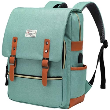 Modoker Vintage Laptop Backpack - Stylish & Functional With USB Charging