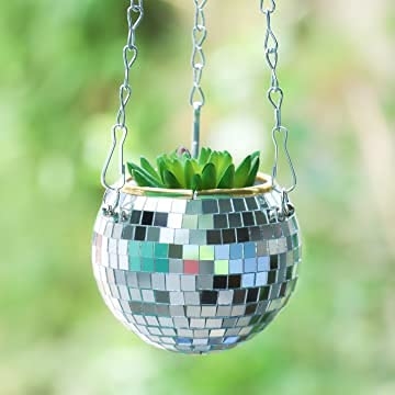 skonhed Disco Ball Planter – Stylish Hanging Flower Pot