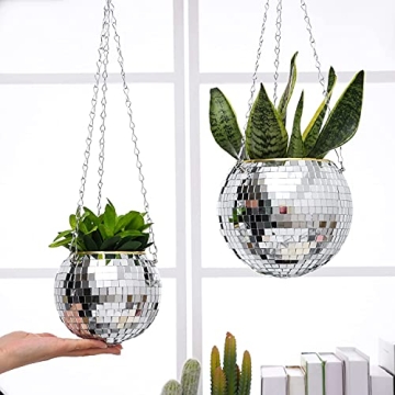 skonhed Disco Ball Planter – Stylish Hanging Flower Pot
