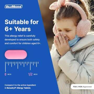 ValuMeds Allergy Medicine Antihistamine, Diphenhydramine HCl 25 mg | Children and Adults | Relieve Itchy Eyes, Runny Nose, Sneezing (25 mg, 600)