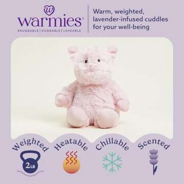 Warmies Microwavable & Weighted Stuffed Animals, Pig - Heated Stuffed Animal Plushie for Warmth & Co...