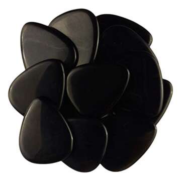 Black Obsidian Glass Guitar Picks - 3 Pack of Ultra Heavy Gauge