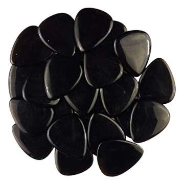 Black Obsidian Glass Guitar Picks - 3 Pack of Ultra Heavy Gauge