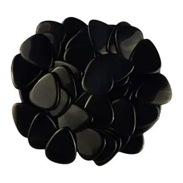 Black Obsidian Glass Guitar Picks - 3 Pack of Ultra Heavy Gauge