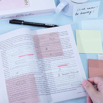 AIERSA Transparent Sticky Notes, 3"x3" Clear Sticky Notes Tabs Set for Annotation Books,Page Markers...