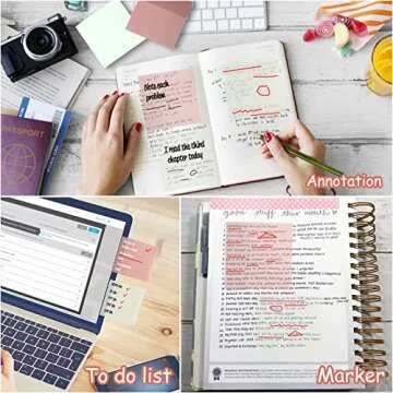 AIERSA Transparent Sticky Notes, 3"x3" Clear Sticky Notes Tabs Set for Annotation Books,Page Markers, Index, Bible Accessories, Aesthetic School Office Supplies,Neutral Pastel Colors,2 Pads