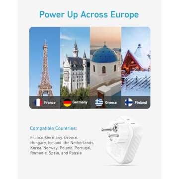 Anker (Pack of 2) USA to Europe International Plug Adapter, Travel Adapter, 15W Max with 2 AC, 2 USB-C & 1 USB-A Port, Ideal for iPhone 15, iPad Air & More, Compact for Travel, Cruise (TUV Listed)