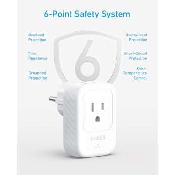 Anker (Pack of 2) USA to Europe International Plug Adapter, Travel Adapter, 15W Max with 2 AC, 2 USB-C & 1 USB-A Port, Ideal for iPhone 15, iPad Air & More, Compact for Travel, Cruise (TUV Listed)