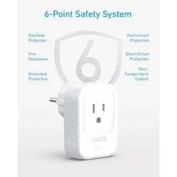 Anker (Pack of 2) USA to Europe International Plug Adapter, Travel Adapter, 15W Max with 2 AC, 2 USB-C & 1 USB-A Port, Ideal for iPhone 15, iPad Air & More, Compact for Travel, Cruise (TUV Listed)