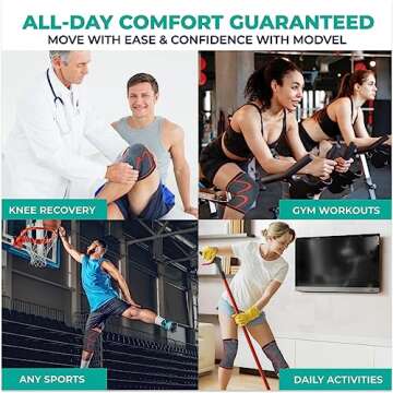 Modvel Compression Knee Brace for Women & Men - 2 Pack Knee Brace for Women Running Knee Pain, Knee Support Compression Sleeve, Workout Sports Knee Braces for Meniscus Tear ACL & Arthritis Pain Relief