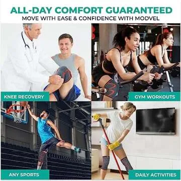 Modvel Compression Knee Brace for Women & Men - 2 Pack Knee Brace for Women Running Knee Pain, Knee Support Compression Sleeve, Workout Sports Knee Braces for Meniscus Tear ACL & Arthritis Pain Relief