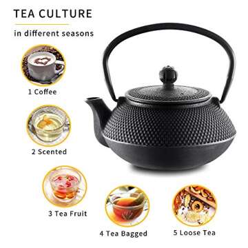 Velaze Cast Iron Teapot Set,Japanese Teapot Heat Preservation with Trivet,Stainless Steel Infuser an...