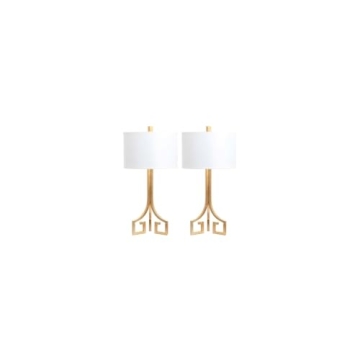 SAFAVIEH Lighting Collection Arabelle Modern Contemporary Greek Key Gold 28-inch Bedroom Living Room...