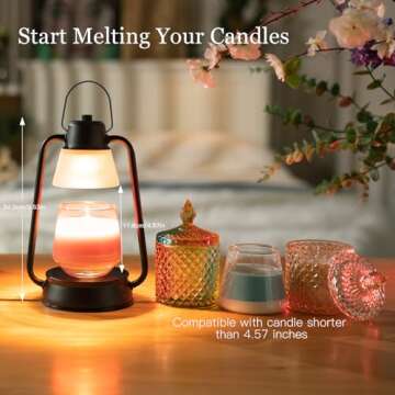 Hidnvefen Candle Warmer Lamp Lantern, Dimmable Electric Wax Melting Lamps with Timer, Candle Warmers...