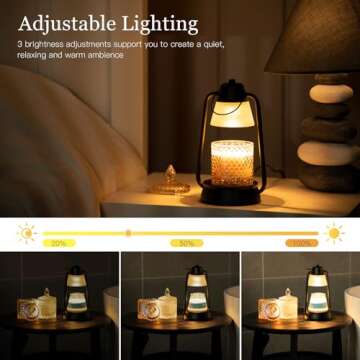 Hidnvefen Candle Warmer Lamp Lantern, Dimmable Electric Wax Melting Lamps with Timer, Candle Warmers Farmhouse for Rustic Home Decor, Flameless Candle Light for Cozy Aesthetic, Housewarming Gifts