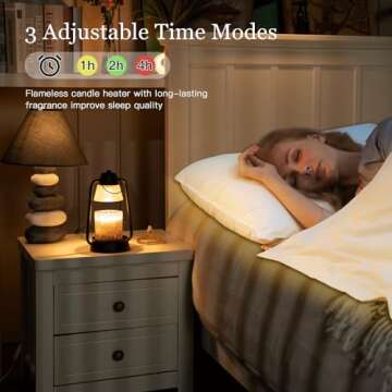 Hidnvefen Candle Warmer Lamp Lantern, Dimmable Electric Wax Melting Lamps with Timer, Candle Warmers Farmhouse for Rustic Home Decor, Flameless Candle Light for Cozy Aesthetic, Housewarming Gifts