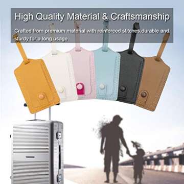 Jagucho Leather Luggage Tags for Men Women-Luggage Tags for Suitcases-Baggage Bag Tag Suitcase Labels ID Tags with Full Back Privacy Cover for Carnival Cruise Ships, Travel Tags (White 03)