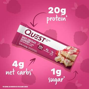 Quest White Chocolate Raspberry Protein Bars - 20g Protein