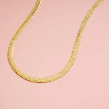 Reoxvo 14K Gold Plated Herringbone Necklace for Women