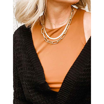 Reoxvo 14K Gold Plated Herringbone Necklace for Women