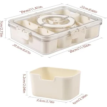 KocelFir Snack Box Container, Divided Serving Tray with Lid and Handle Snackle Box Container, Snack Organizer for Adults Fruit Tray, Veggie Tray, Perfect for Party, Entertaining