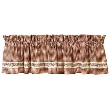 The Country House Collection Burgundy Berry Vine 72 x 14 Inch All Cotton Applique Embroidered Window Valance