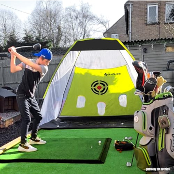 SAPLIZE Golf Practice Net with Mat, Tees & Balls - 10x7 ft