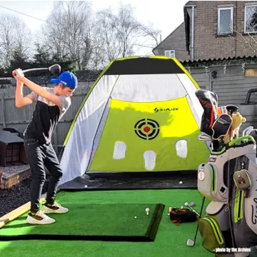 SAPLIZE Golf Practice Net with Mat, Tees & Balls - 10x7 ft