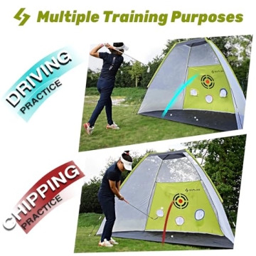 SAPLIZE Golf Practice Net with Mat, Tees & Balls - 10x7 ft