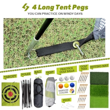 SAPLIZE Golf Practice Net with Mat, Tees & Balls - 10x7 ft